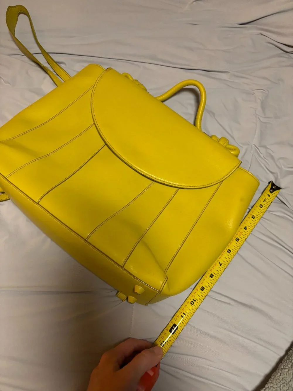 Create & Cultivate Yellow Faux Leather Backpack Tote Laptop Bag